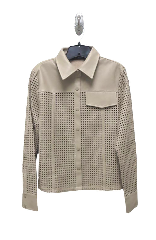 Vegan Leather Laser Cut Shirt