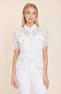 Floral Lace Pearl Button Blouse