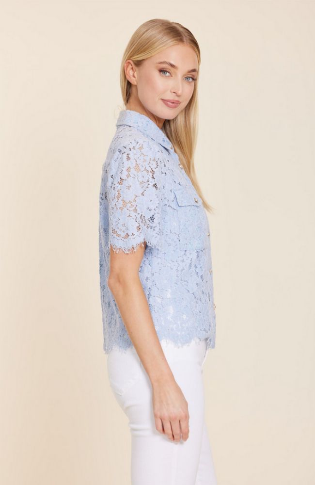 Floral Lace Pearl Button Blouse