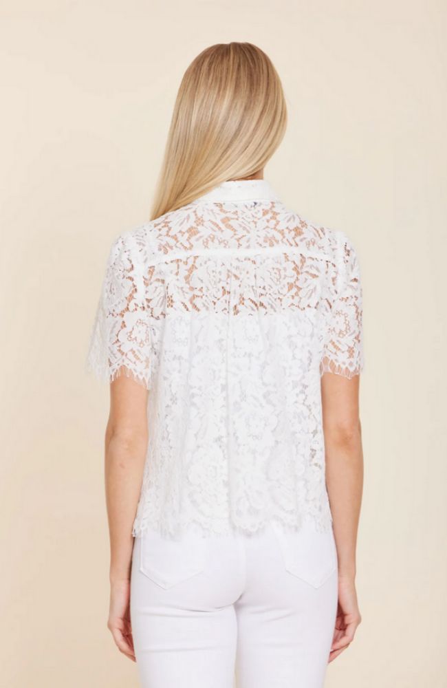 Floral Lace Pearl Button Blouse