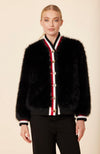 Faux Fur Racer Stripe Jacket