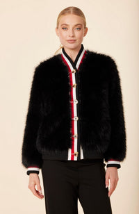 Faux Fur Racer Stripe Jacket