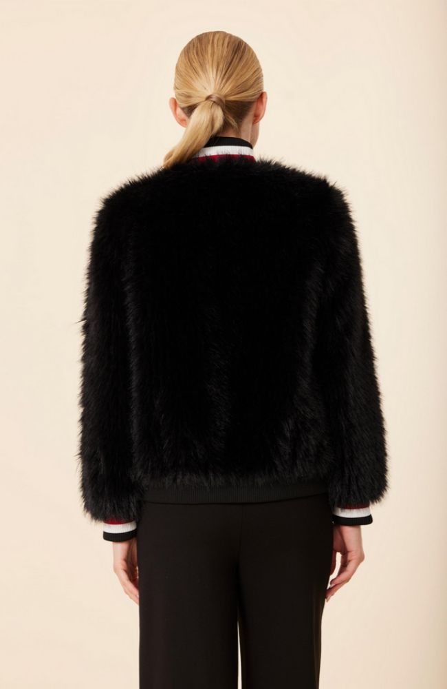 Faux Fur Racer Stripe Jacket