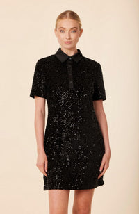 Sequin Polo Short Sleeve Dress