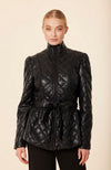 Vegan Leather Quilted Peplum Jacket