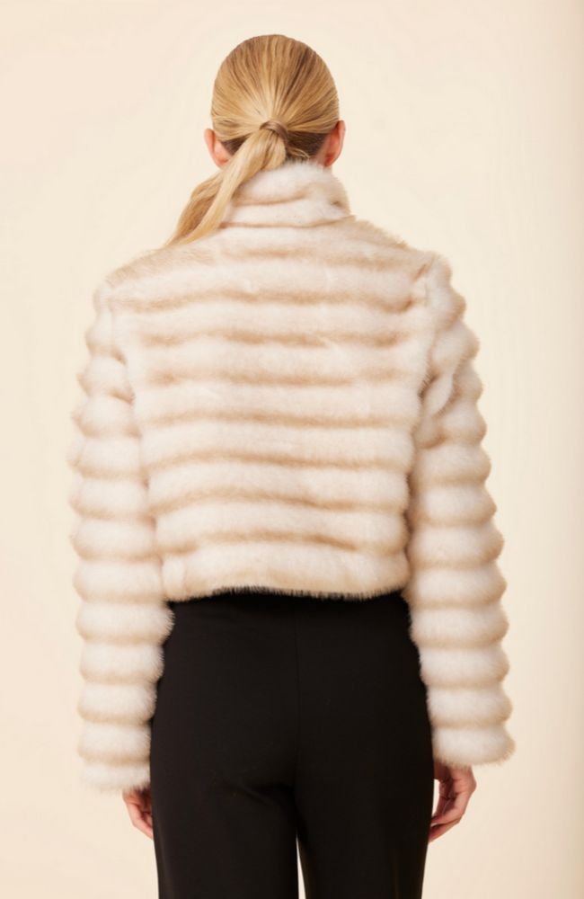 Faux Mink Pearl Embellished Jacket