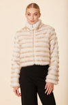 Faux Mink Fur Grooved Zip Jacket