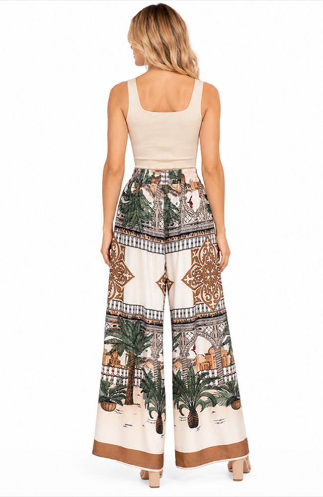 Oasis Print Pants with Pockets