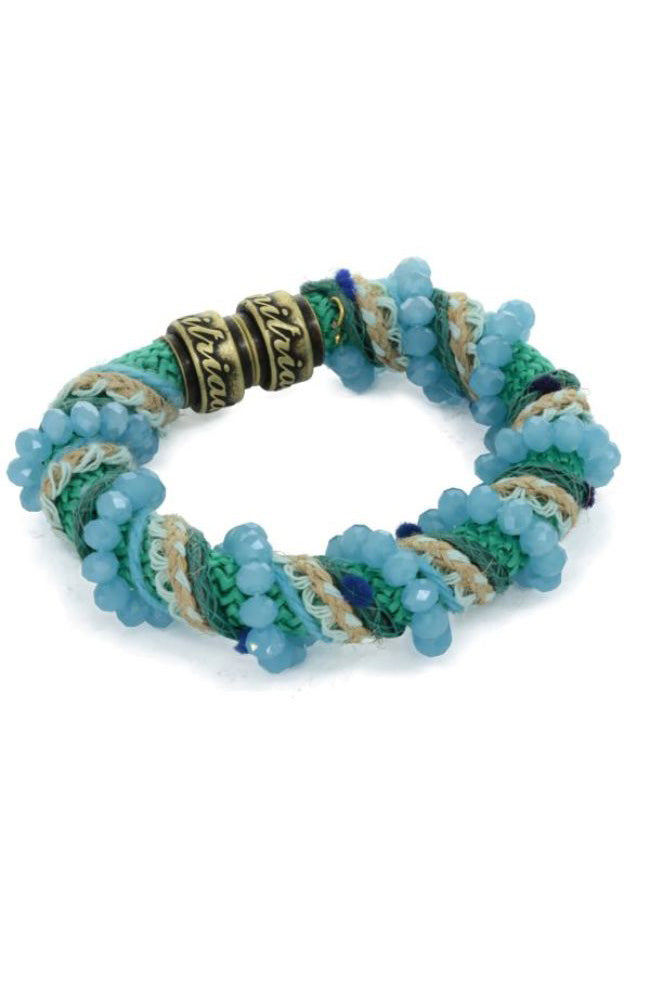 Blue Bead Thread Bracelet