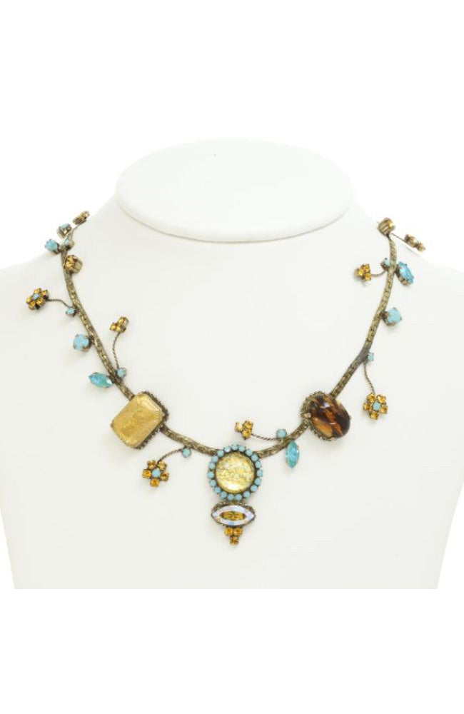 Floral Brown Yellow Necklace