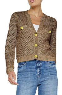 Blanca Sequin Crop Cardi in Dark Cappucino