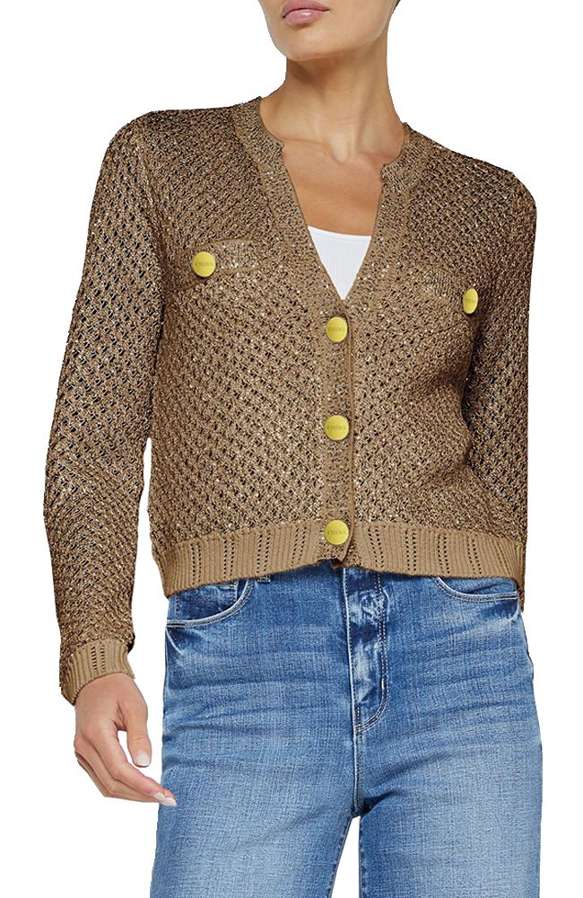 Blanca Sequin Crop Cardi in Dark Cappucino