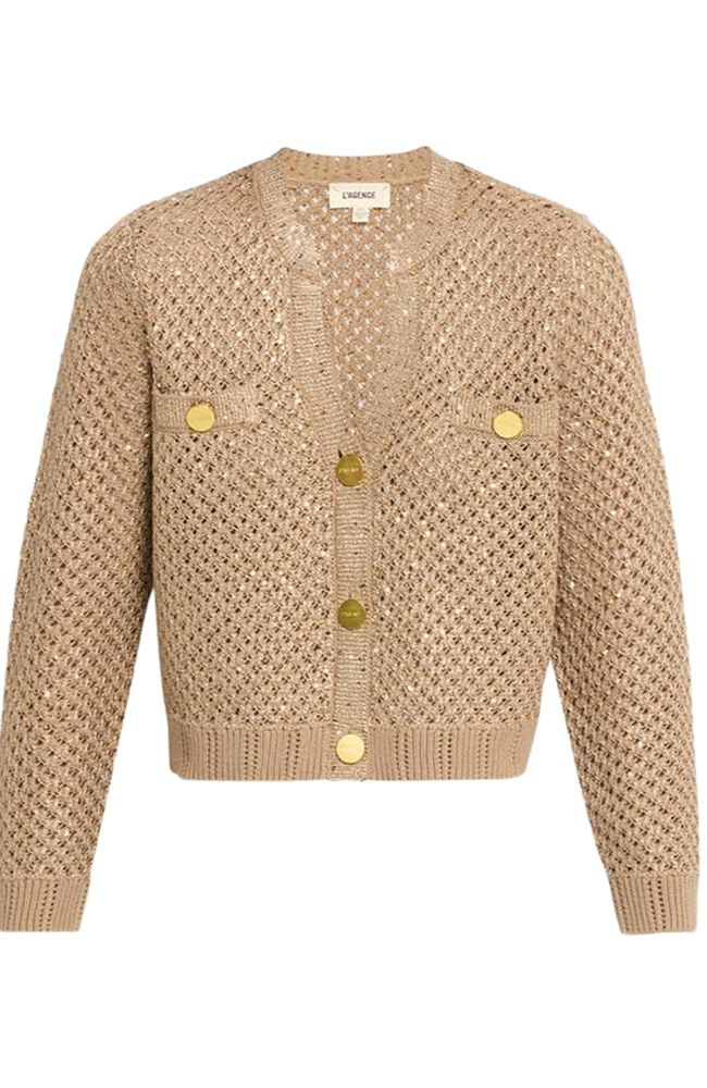 Blanca Sequin Crop Cardi in Dark Cappucino