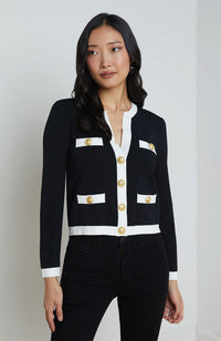 Estefania with Contrast Trim Cardigan