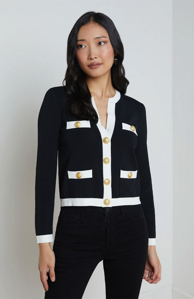 Estefania with Contrast Trim Cardigan
