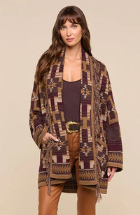Jair Fringe Cardi in Dark Java