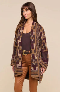 Jair Fringe Cardi in Dark Java