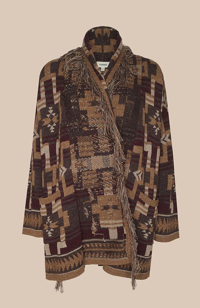 Jair Fringe Cardi in Dark Java