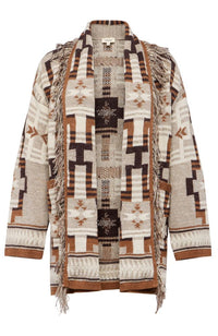 Jair Jacquard Fringe Cardi