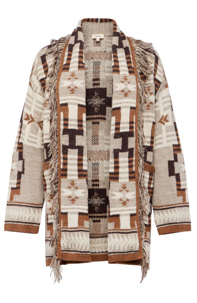 Jair Jacquard Fringe Cardi