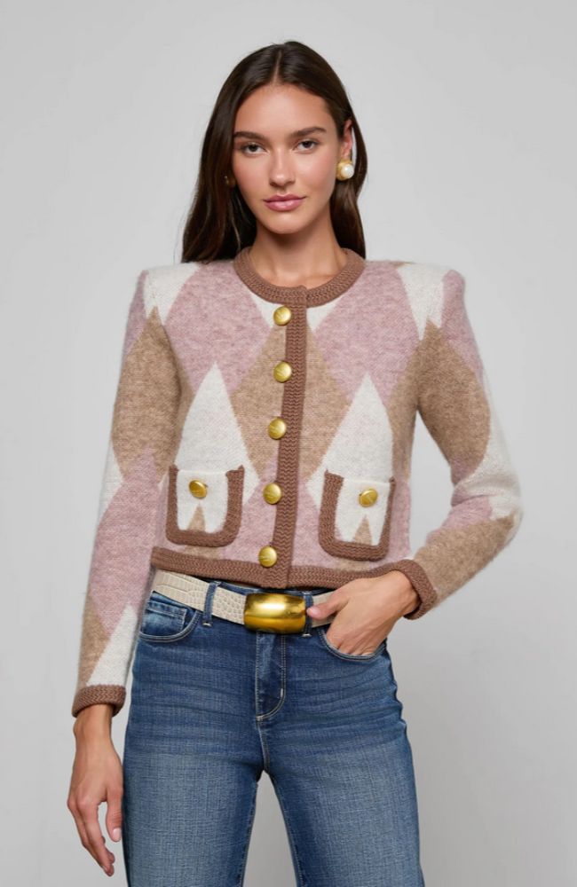 Siobhan Fuzzy Argyle Cardigan