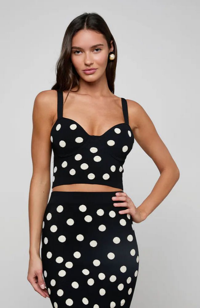 Tula Polka Dot Bra Top in Black Ecru