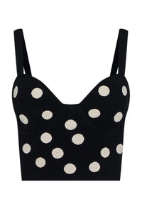 Tula Polka Dot Bra Top in Black Ecru