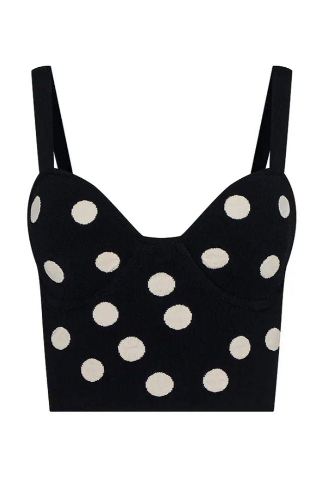 Tula Polka Dot Bra Top in Black Ecru