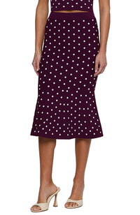 Mae Polka Dot Flare Skirt in Plum