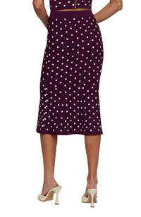 Mae Polka Dot Flare Skirt in Plum