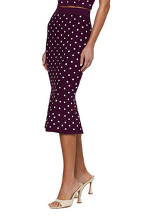 Mae Polka Dot Flare Skirt in Plum