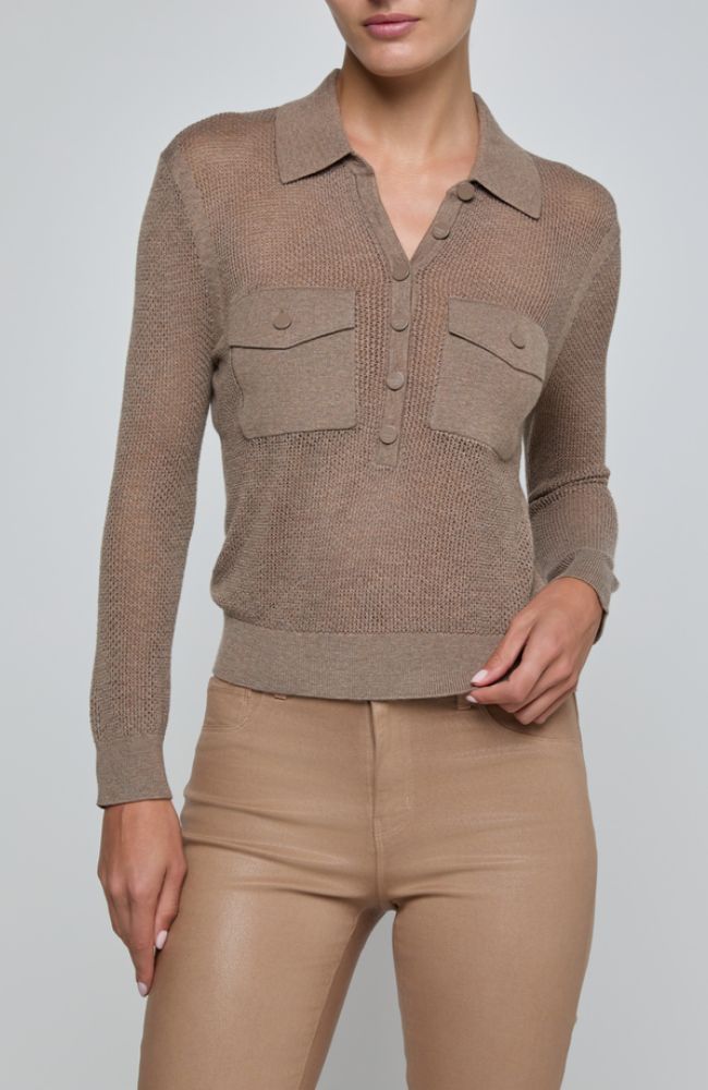 Carine Pointelle Collar Sweater