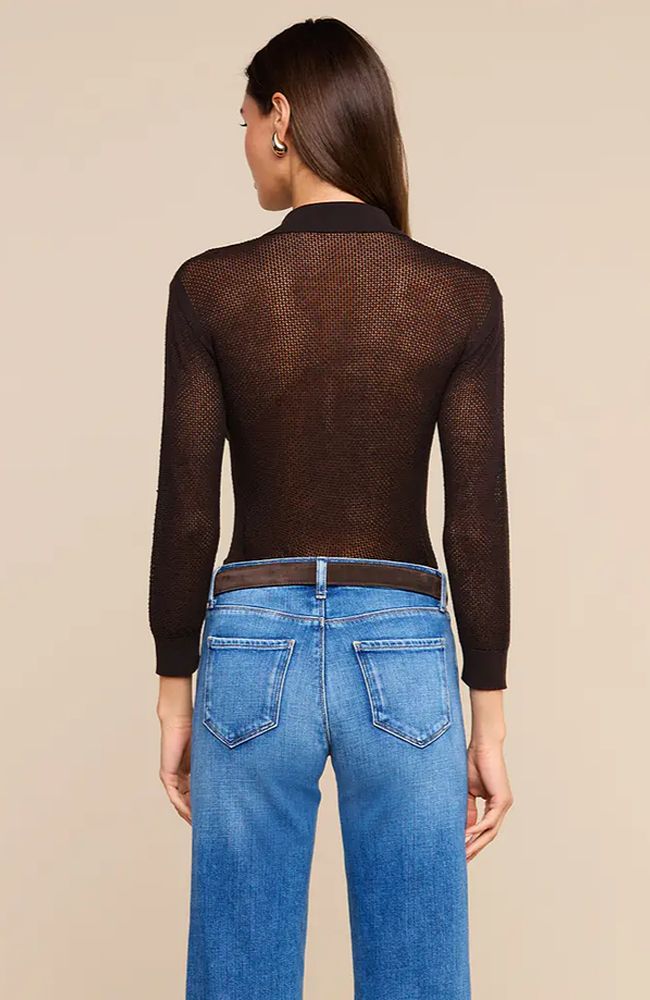 Carine Pointelle Collared Sweater Coffee Bean