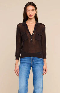 Carine Pointelle Collared Sweater Coffee Bean
