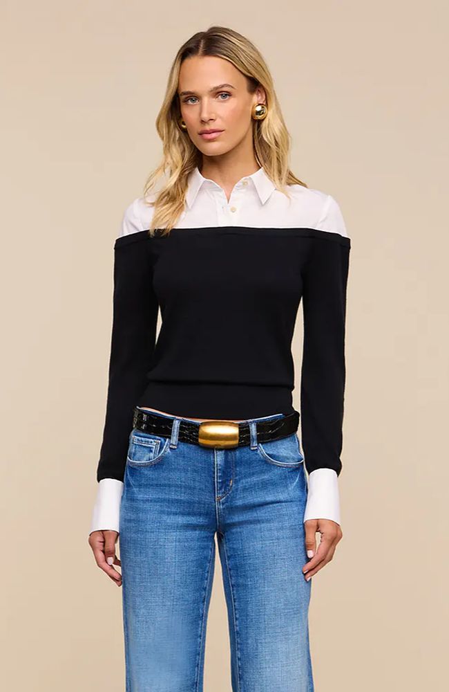 Mathilde Poplin Cuff Collared Pull Over
