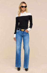 Mathilde Poplin Cuff Collared Pull Over
