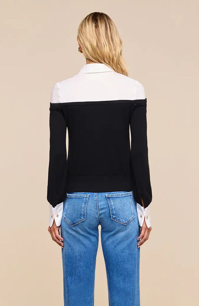 Mathilde Poplin Cuff Collared Pull Over