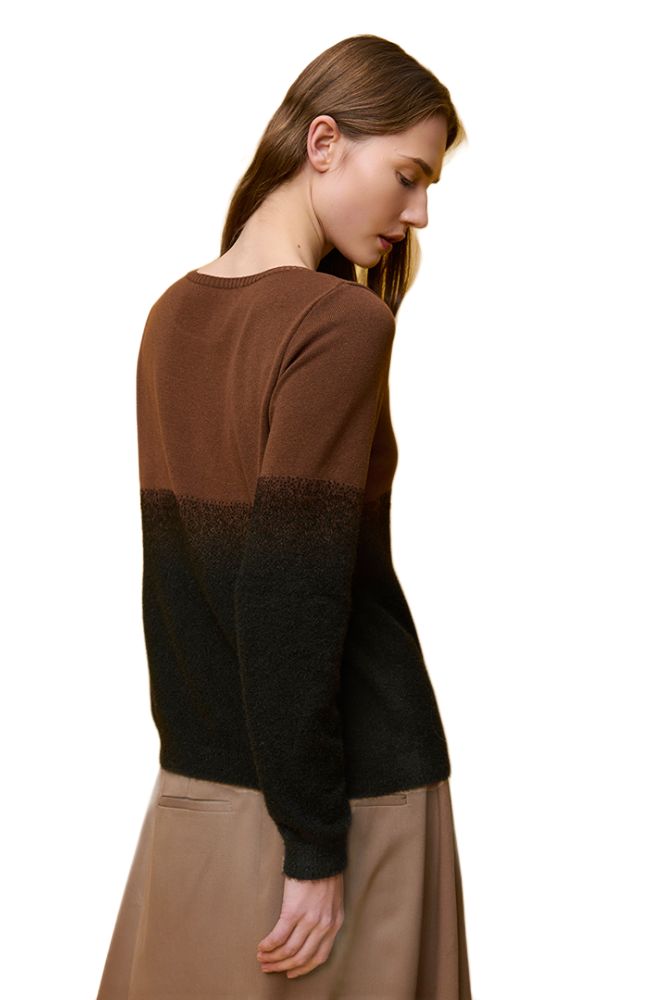 Brown Colorblock Sweater
