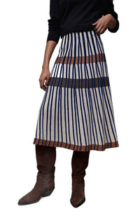 Beige Stripe Pull On Skirt