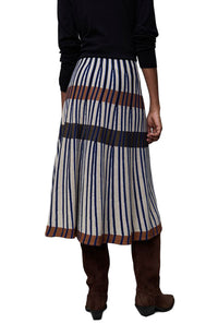 Beige Stripe Pull On Skirt