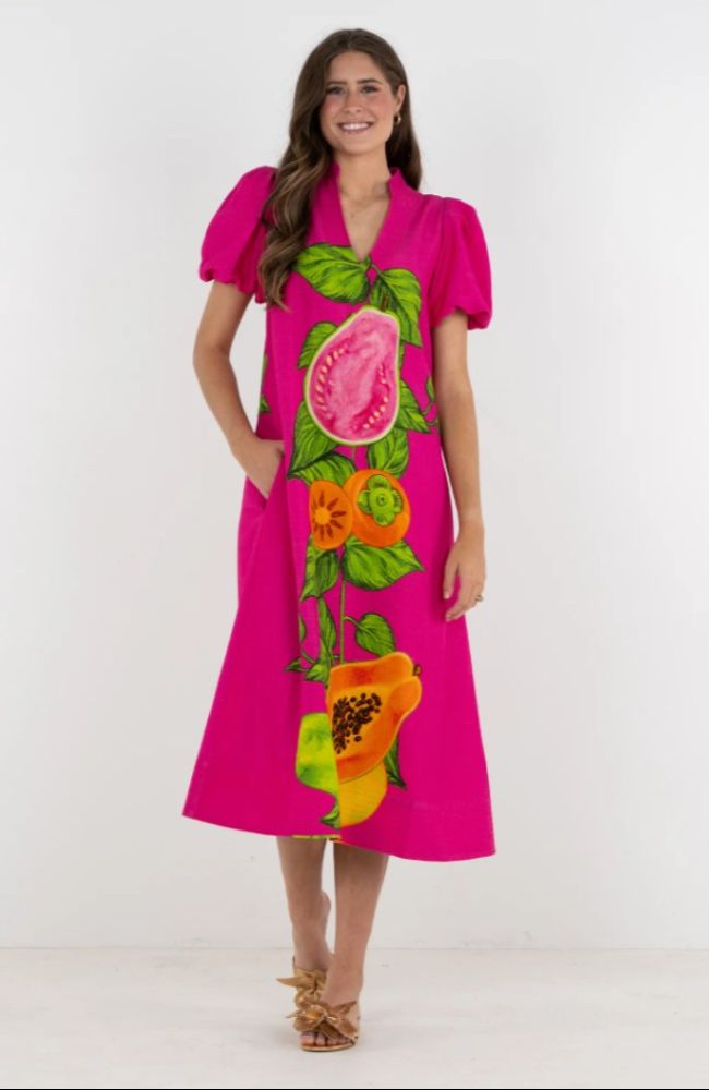 Hampton Dress in Papaya Vine