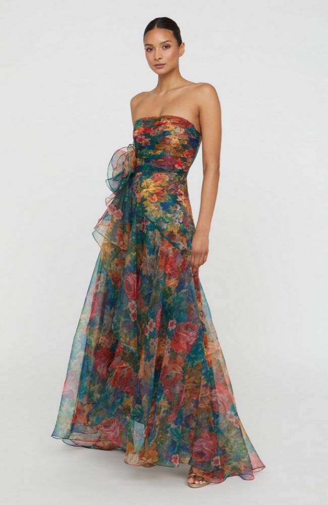 Leora Rosette Ruffle Gown