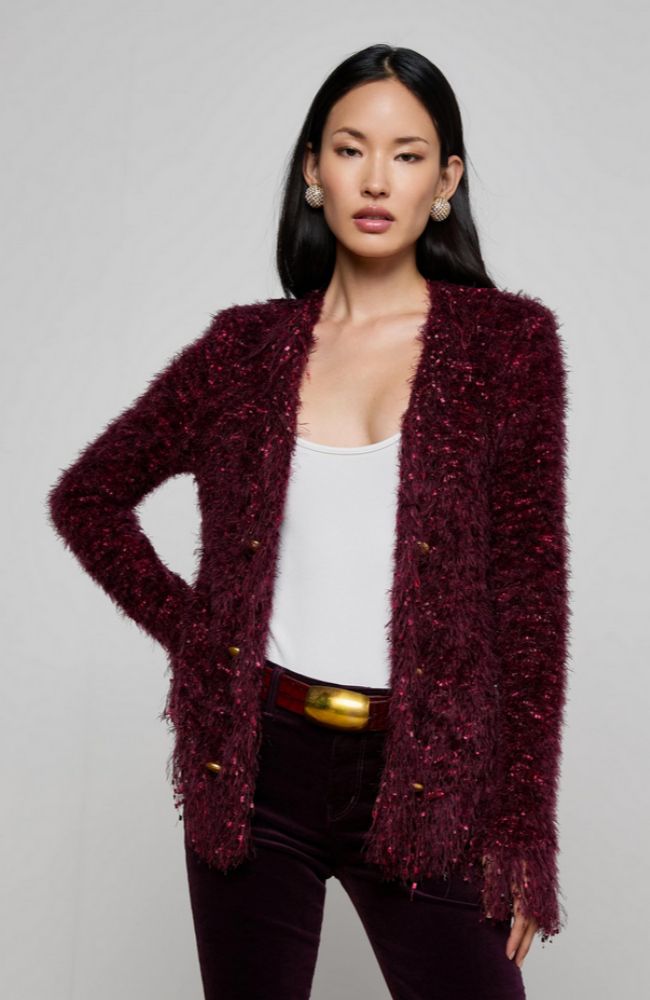 Azure Cardigan Blazer in Malbec