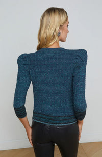 Jenni Waffle Stitch Cardigan in Deep Teal