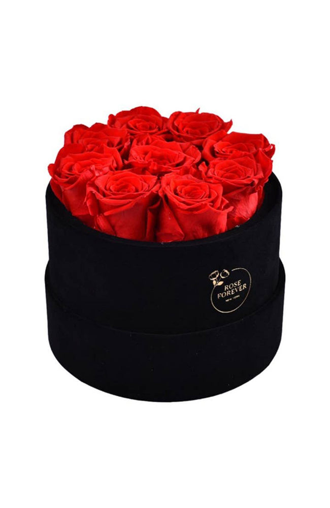 Essential Black Velvet Red Round Boxed Roses