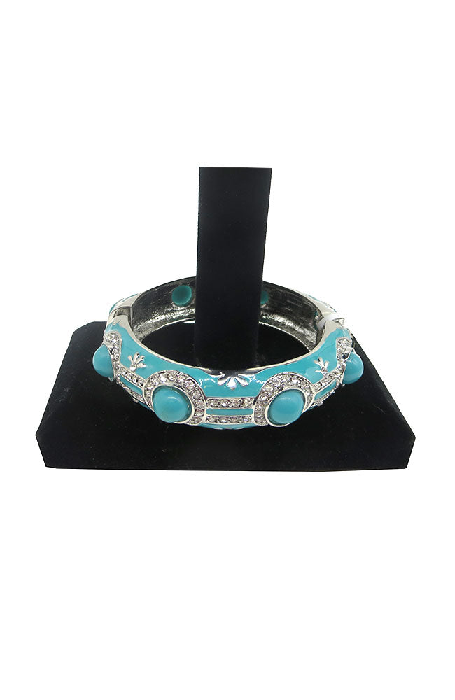 Turquoise Crystal Hinge Bangle