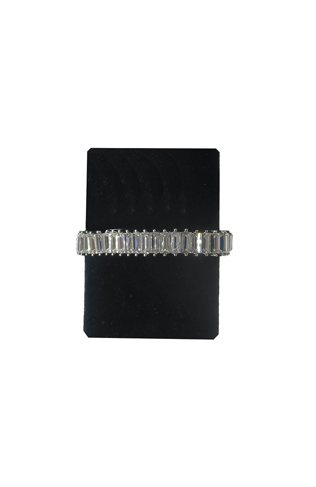 Clear Silver Rectangle Crystal Bracelet