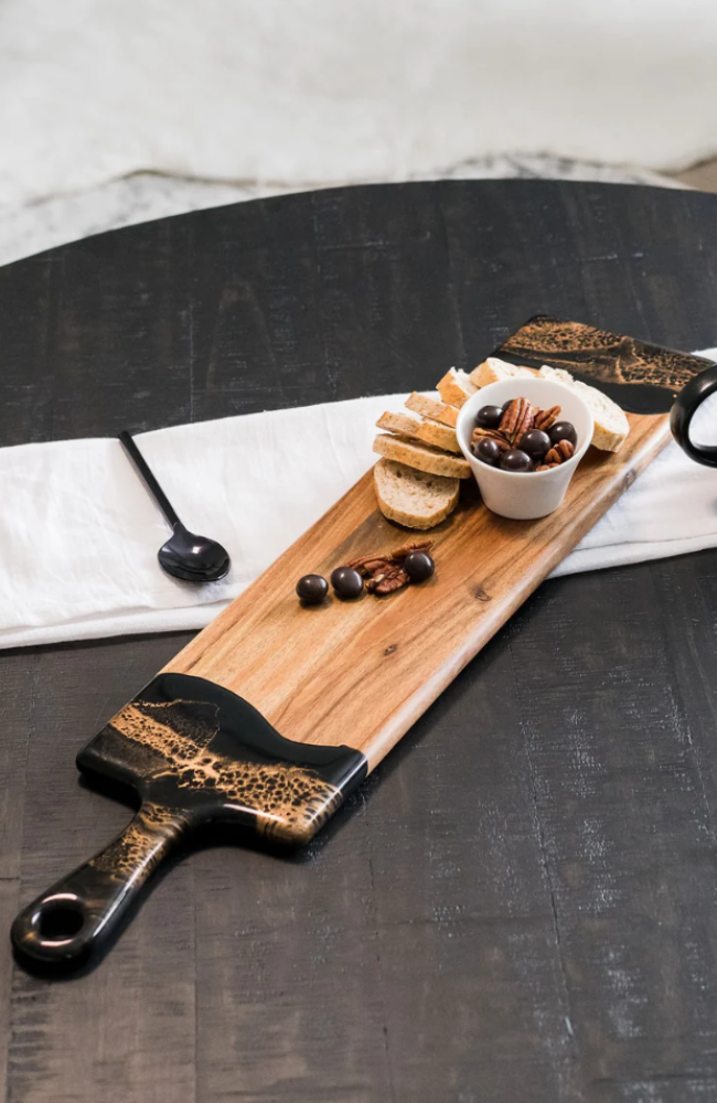 5x24 Baguette Acacia Cheeseboard Black Ember