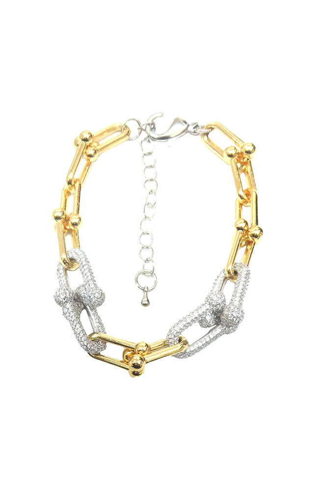 Wishbone Chain Bracelet CZ Stations