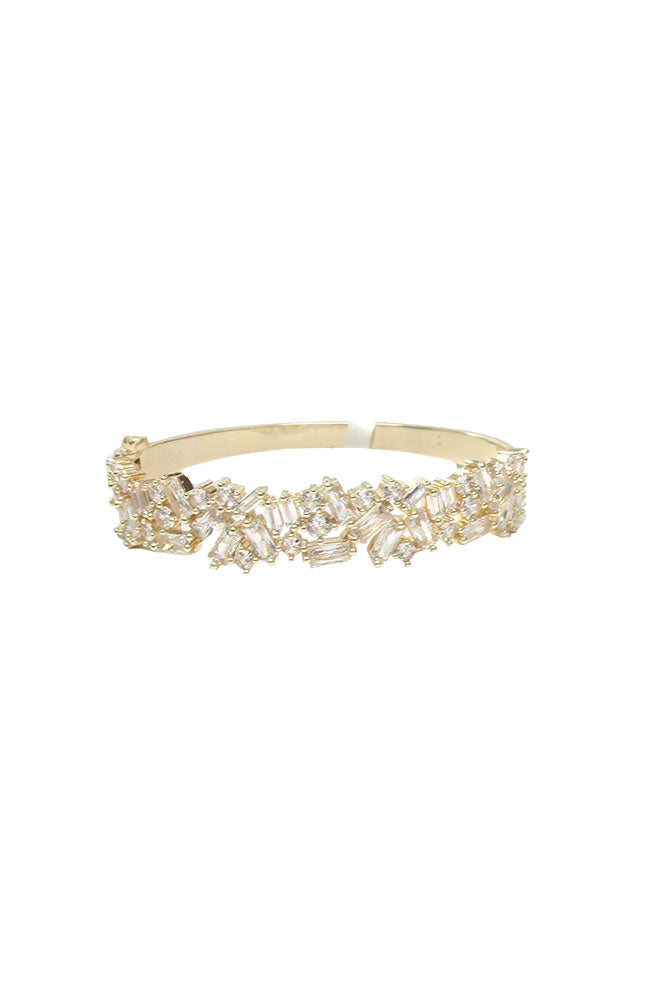 Gold Baguette Encrusted Bangle